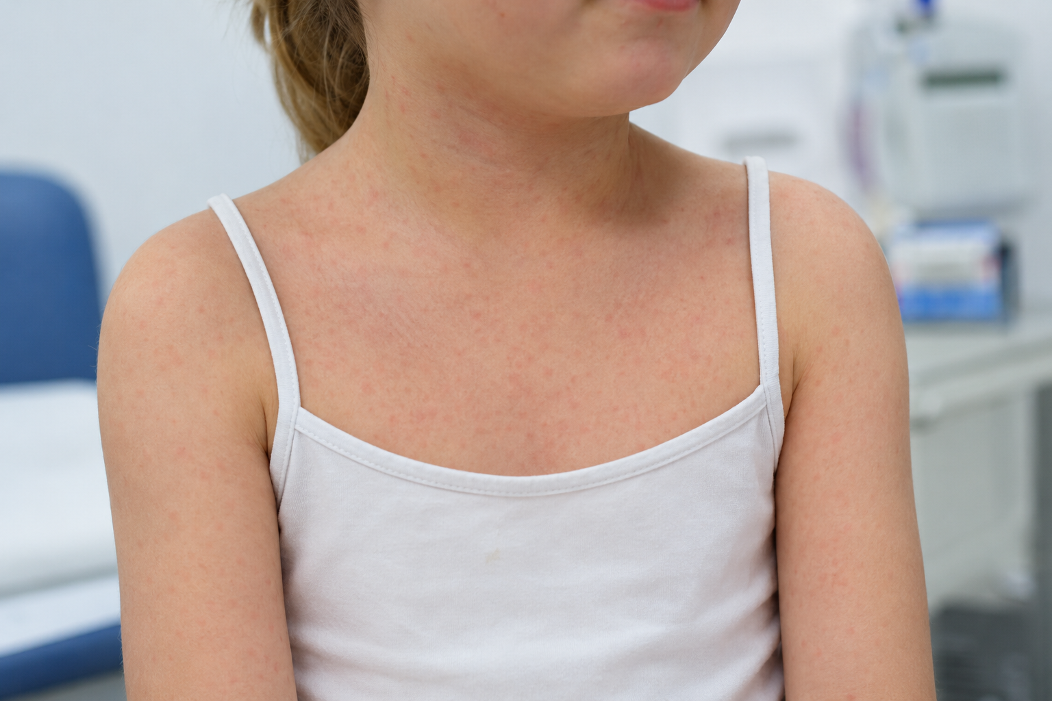 Roseola rash appearing after fever in an infant