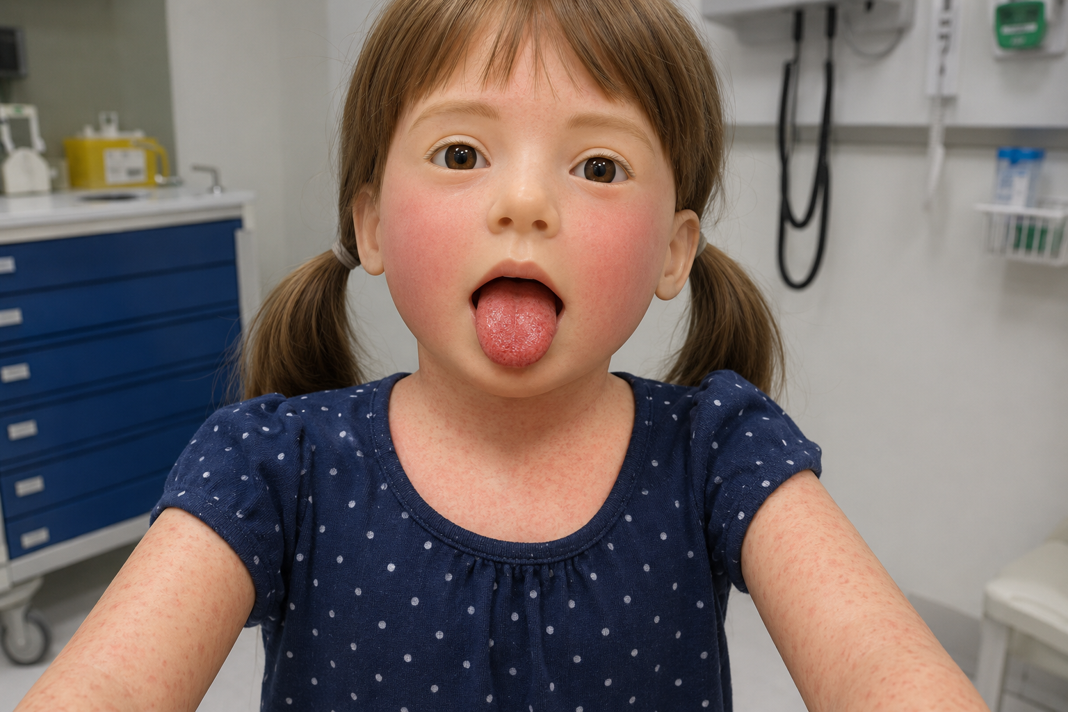 Sandpaper rash of scarlet fever on a child's trunk